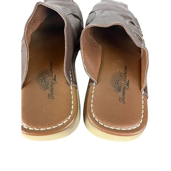 NWT Tommy Bahama Men's Beach Slide Closed Toe Sandals Espresso Brown Premium Lea - Picture 4 of 8